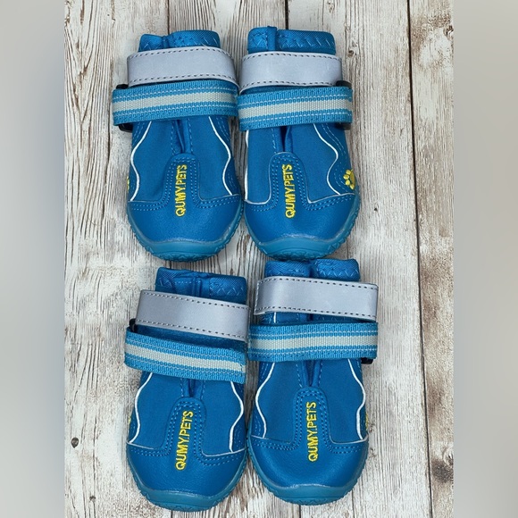 Qumy Large Breed dog shoes water resistant snow ice hiking size 1 blue - Picture 5 of 7